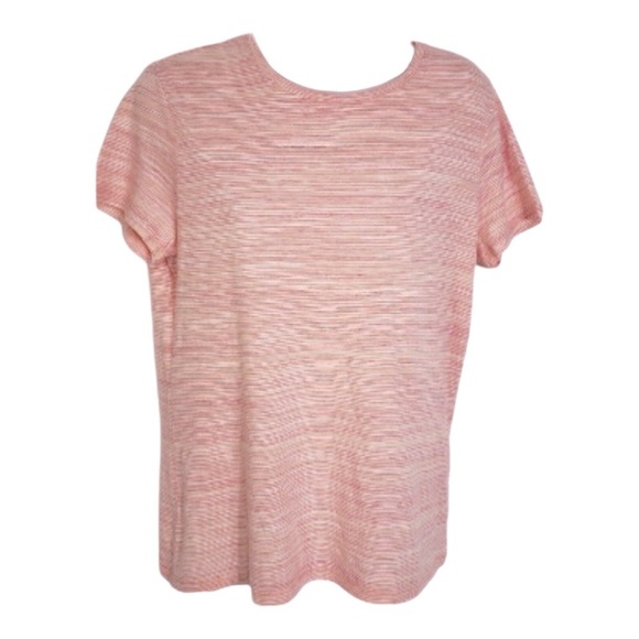 Talbots Womens T Shirt Size Small Pink Orange Short Sleeve Crew Neck Striped - Picture 1 of 9